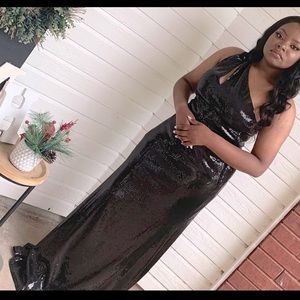 B. Darlin long black sequined dress.